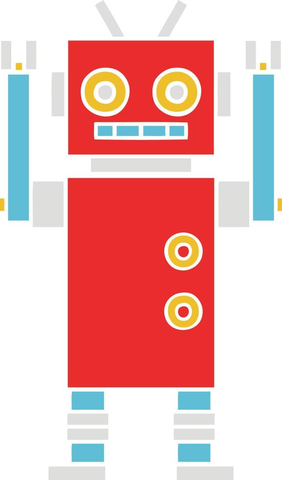 robot de baile de dibujos animados retro de color plano vector