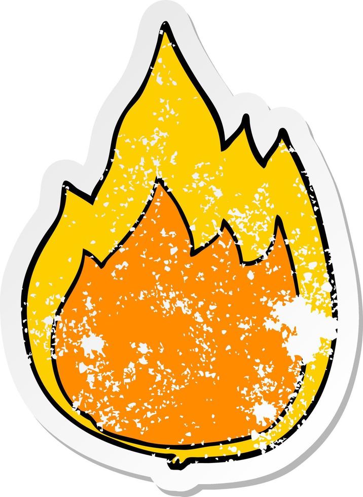 distressed sticker of a cartoon fire vector