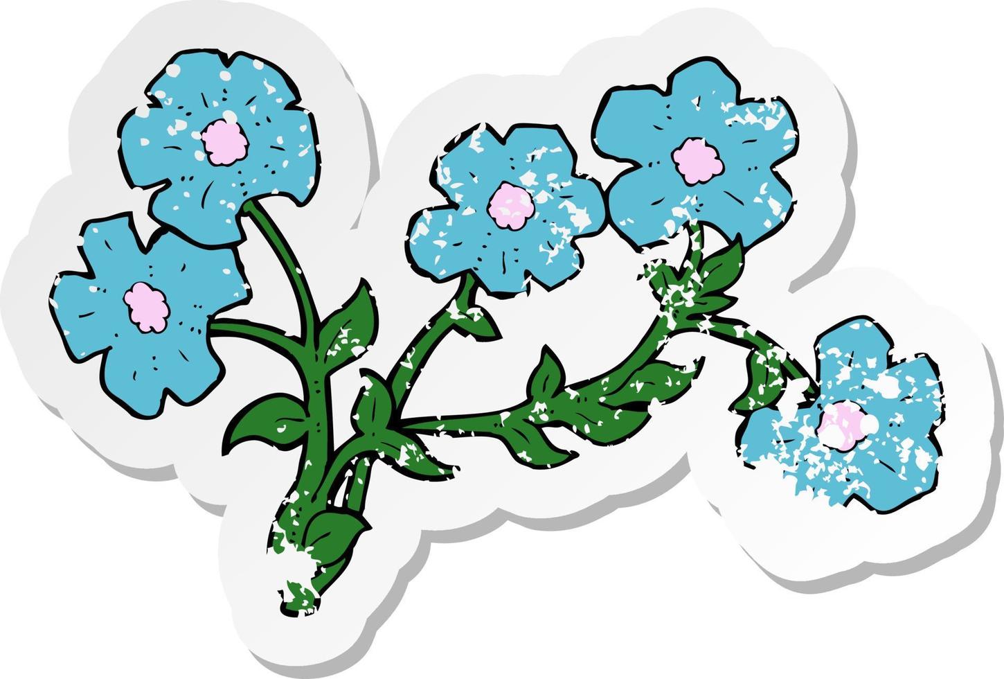 retro distressed sticker of a cartoon flowers vector