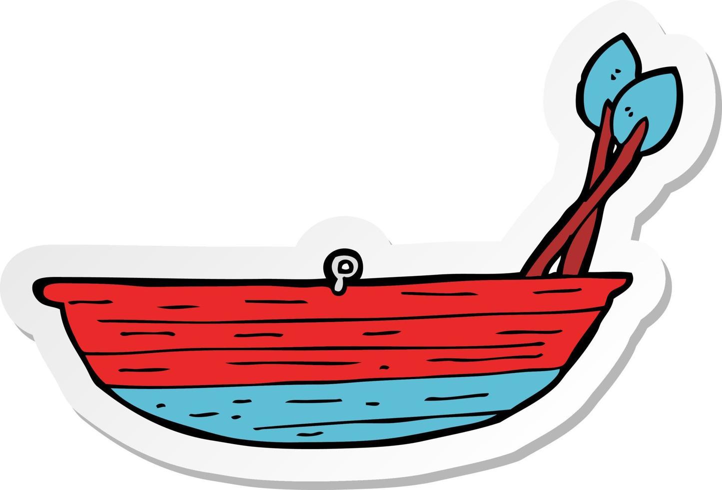 sticker of a cartoon rowing boat vector