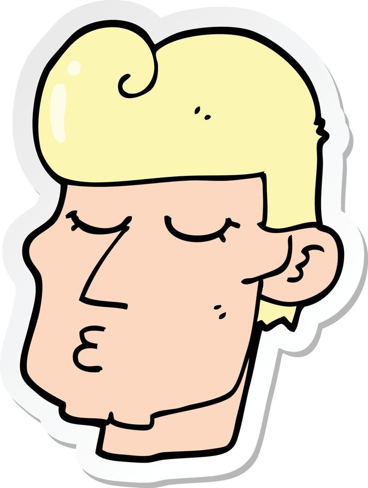 sticker of a cartoon handsome man vector