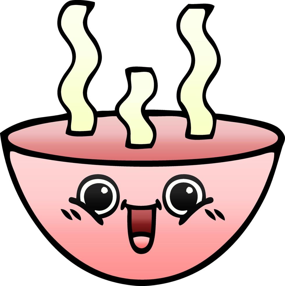 gradient shaded cartoon bowl of hot soup vector