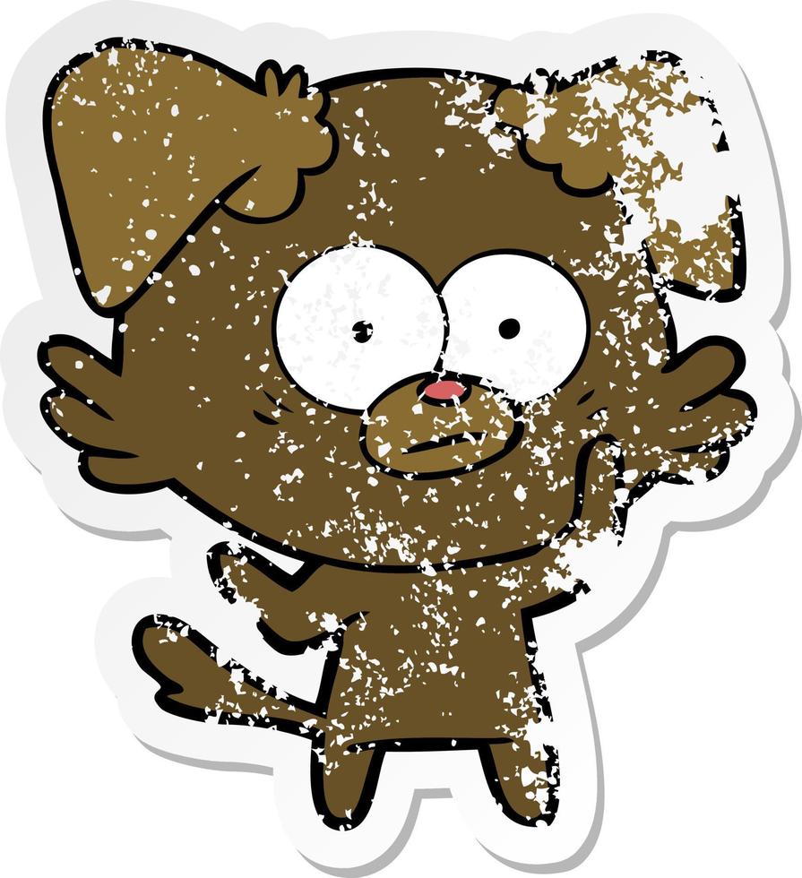 distressed sticker of a nervous dog cartoon vector