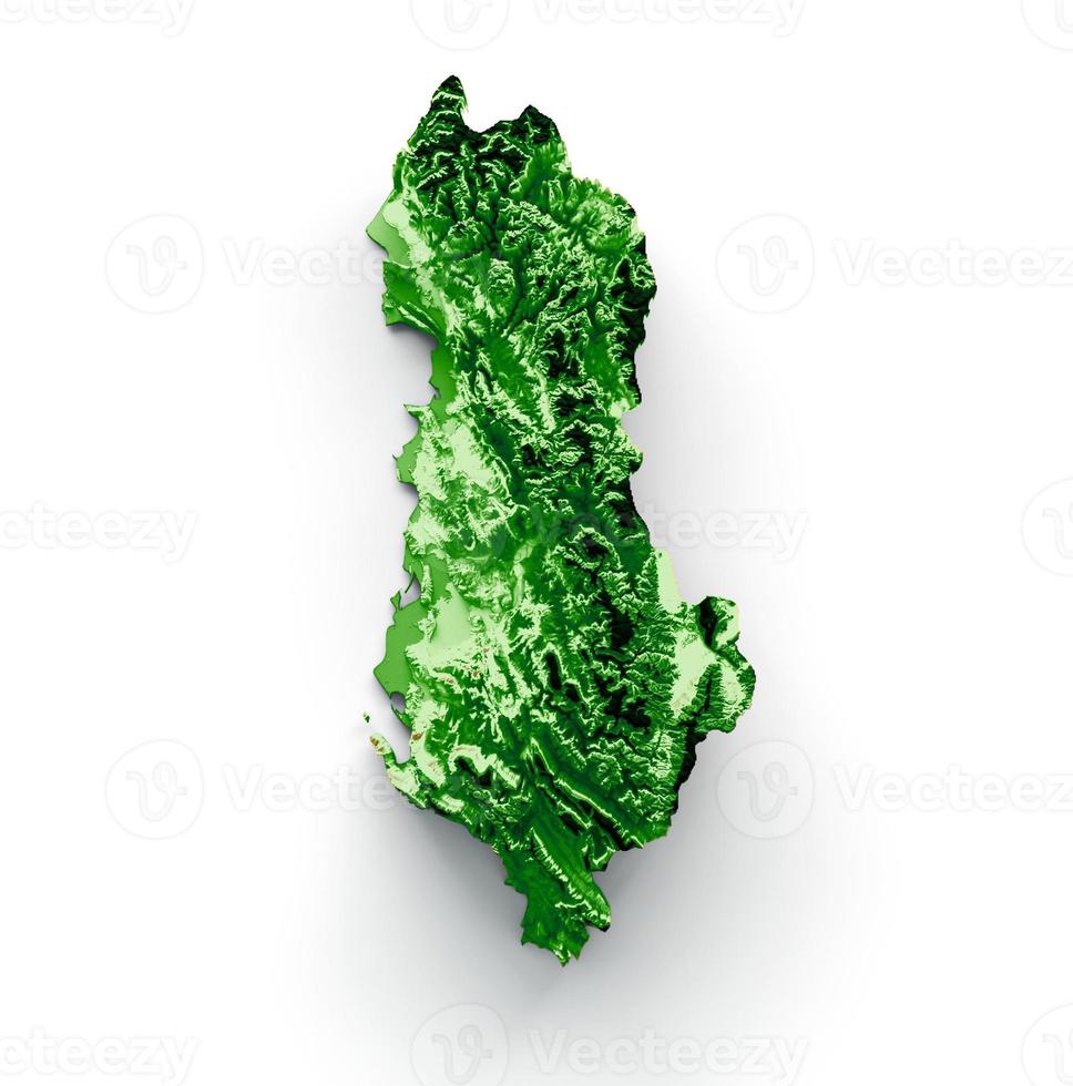 Albania Topographic Map 3d realistic map Color 3d illustration photo