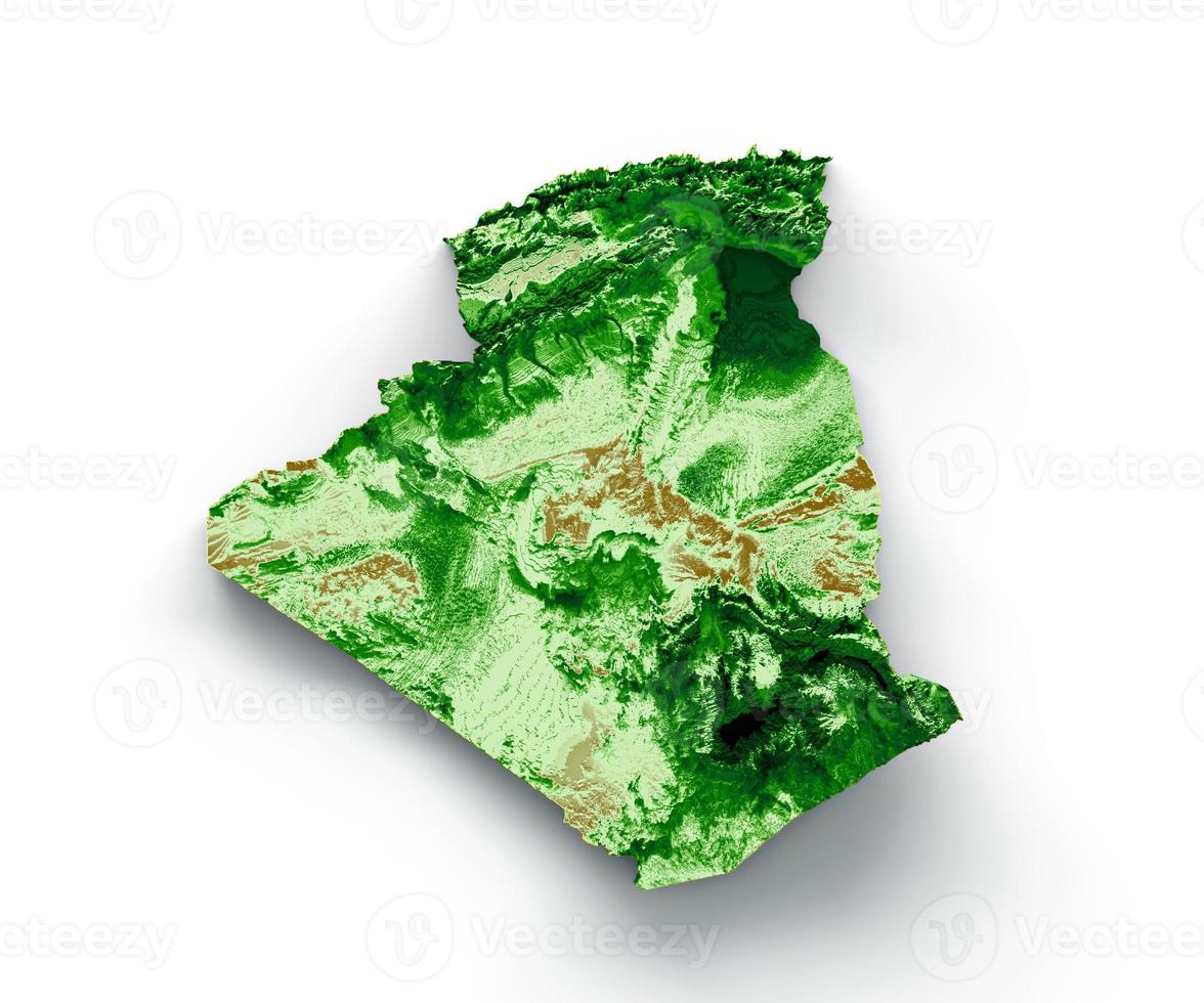 Algeria Topographic Map 3d realistic map Color 3d illustration photo