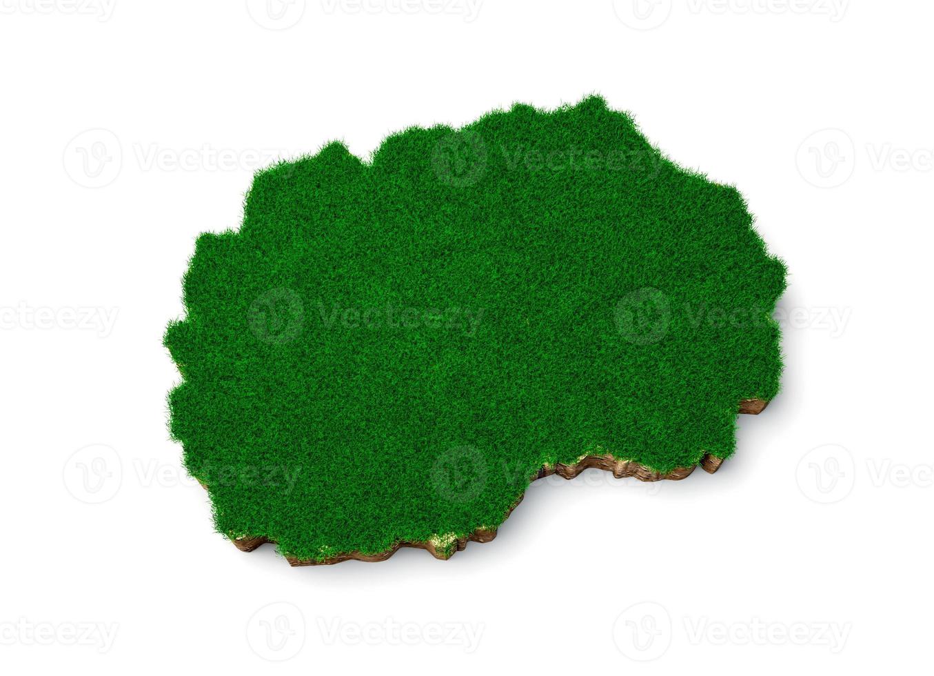 North Macedonia map soil land geology cross section with green grass 3d illustration photo