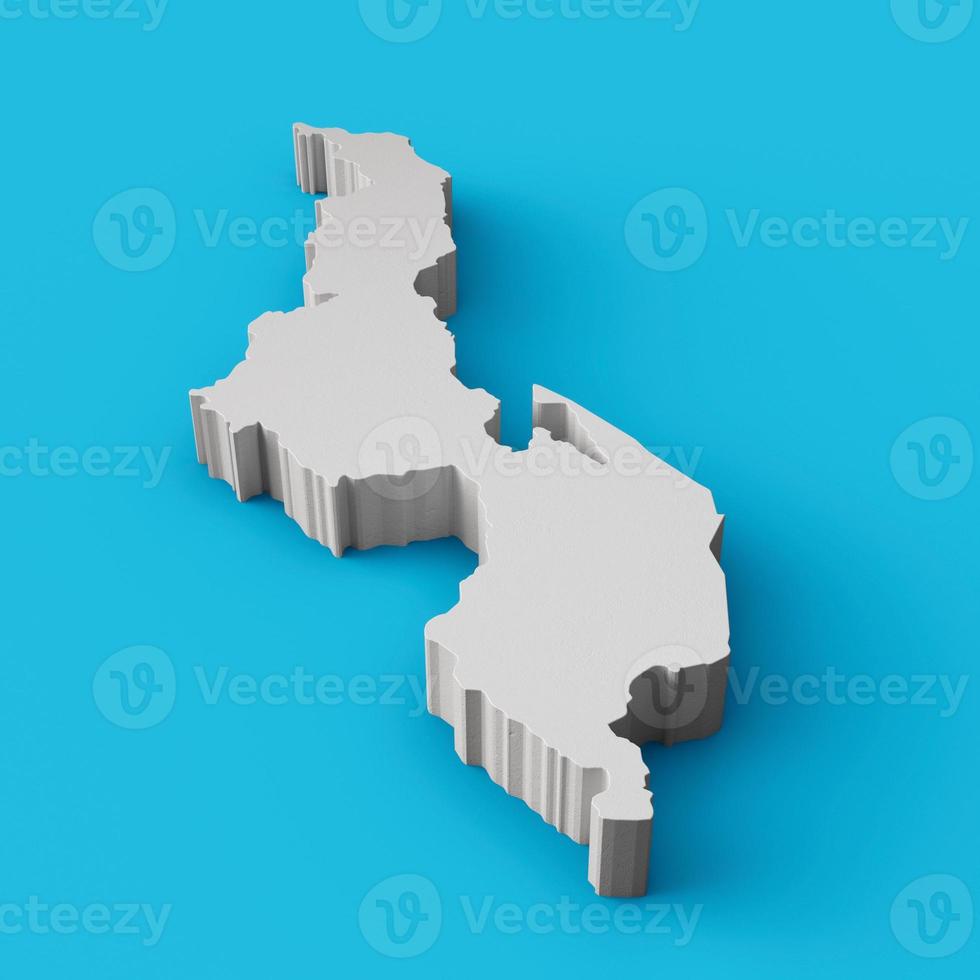 Malawi 3D map Geography Cartography and topology Sea Blue surface 3D illustration photo