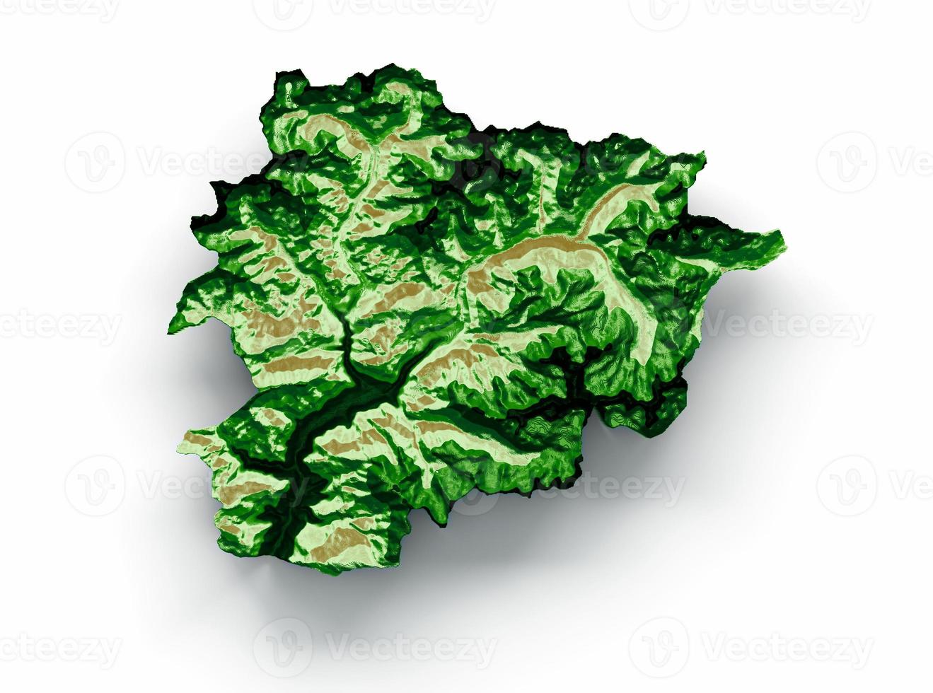 Andorra Topographic Map 3d realistic map Color 3d illustration photo