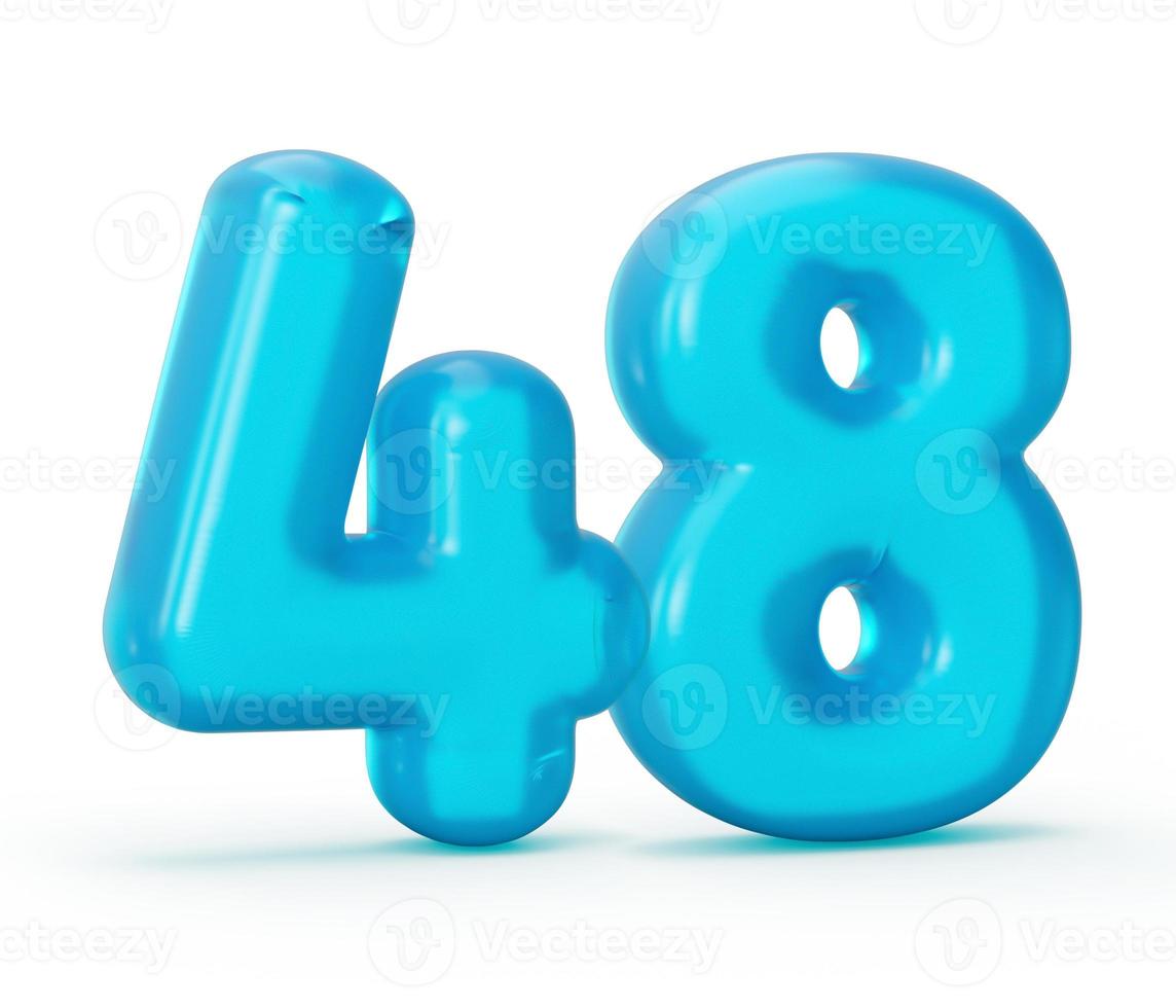 gelatina azul dígito 48 cuarenta y ocho aislado sobre fondo blanco gelatina alfabetos coloridos números para niños ilustración 3d foto
