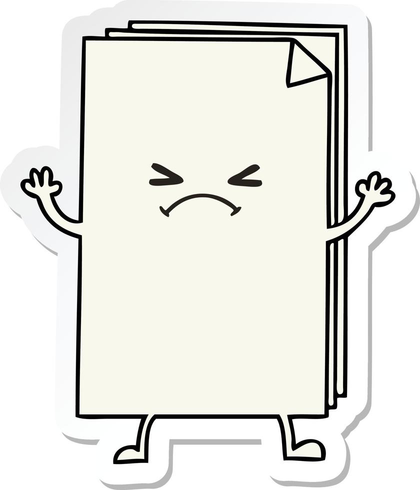 sticker of a quirky hand drawn cartoon cross paper stack vector