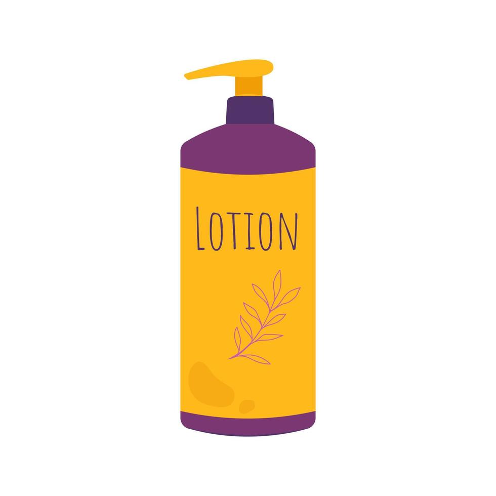 un frasco brillante de cosméticos para el cuidado del cuerpo. loción corporal. ilustración vectorial en estilo plano vector