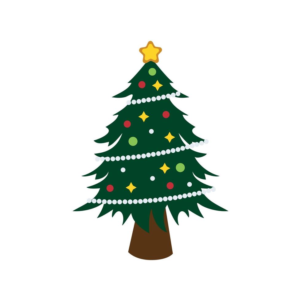 dibujo abstracto de un árbol de navidad decorado festivo sobre un fondo blanco - vector