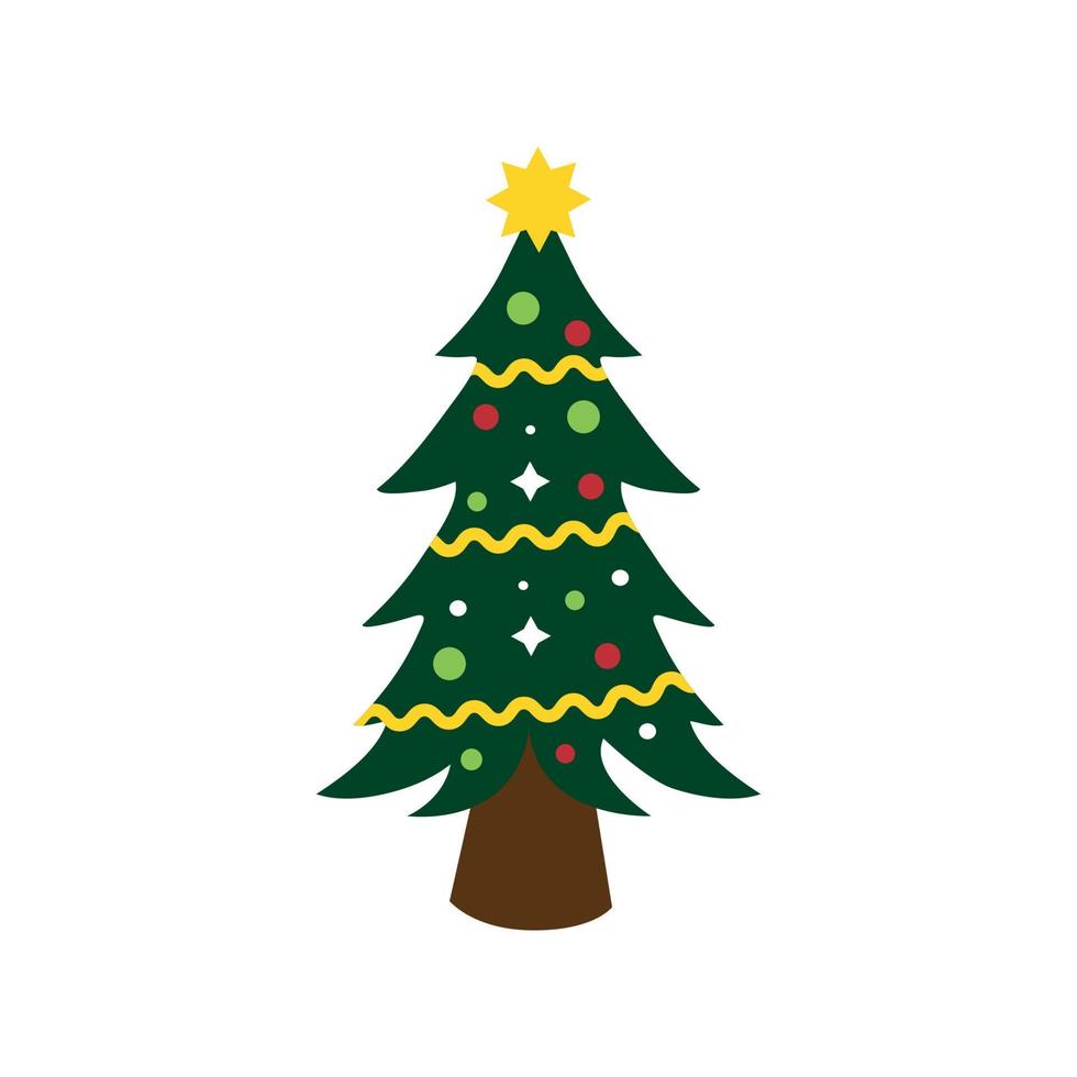 Abstract drawing of a festive decorated Christmas tree on a white background - Vector