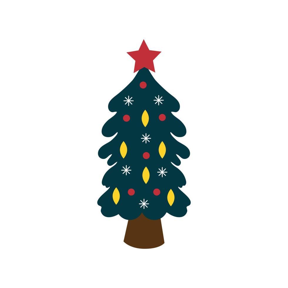 dibujo abstracto de un árbol de navidad decorado festivo sobre un fondo blanco - vector