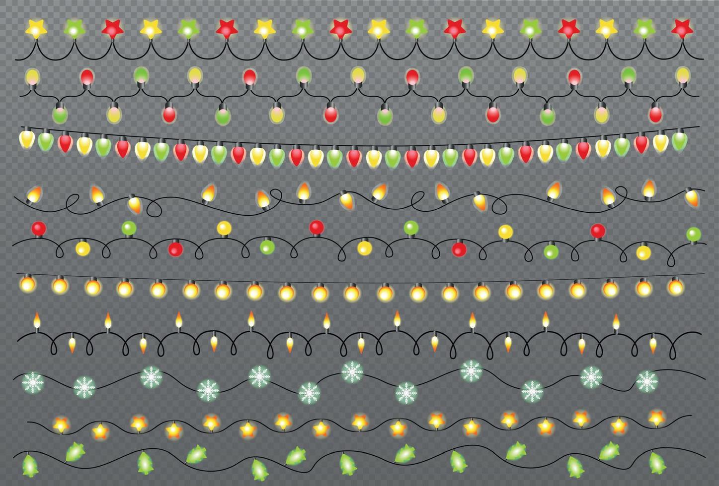 Set of 10 pieces Christmas holiday garland - Vector