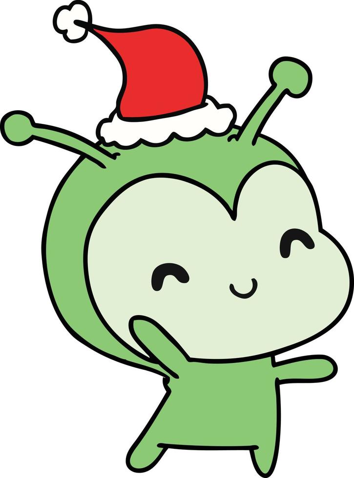 dibujos animados de navidad de kawaii alienígena vector