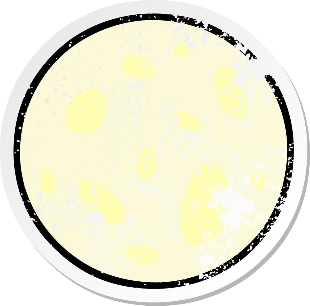 distressed sticker cartoon doodle of a full moon vector