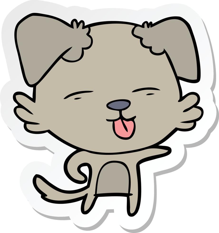 sticker of a cartoon dog sticking out tongue vector