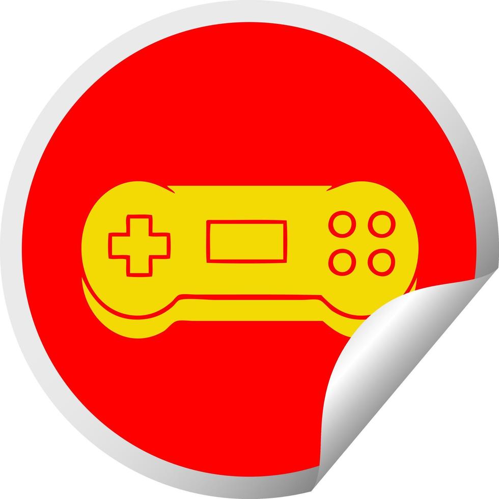 circular peeling sticker cartoon game controller vector