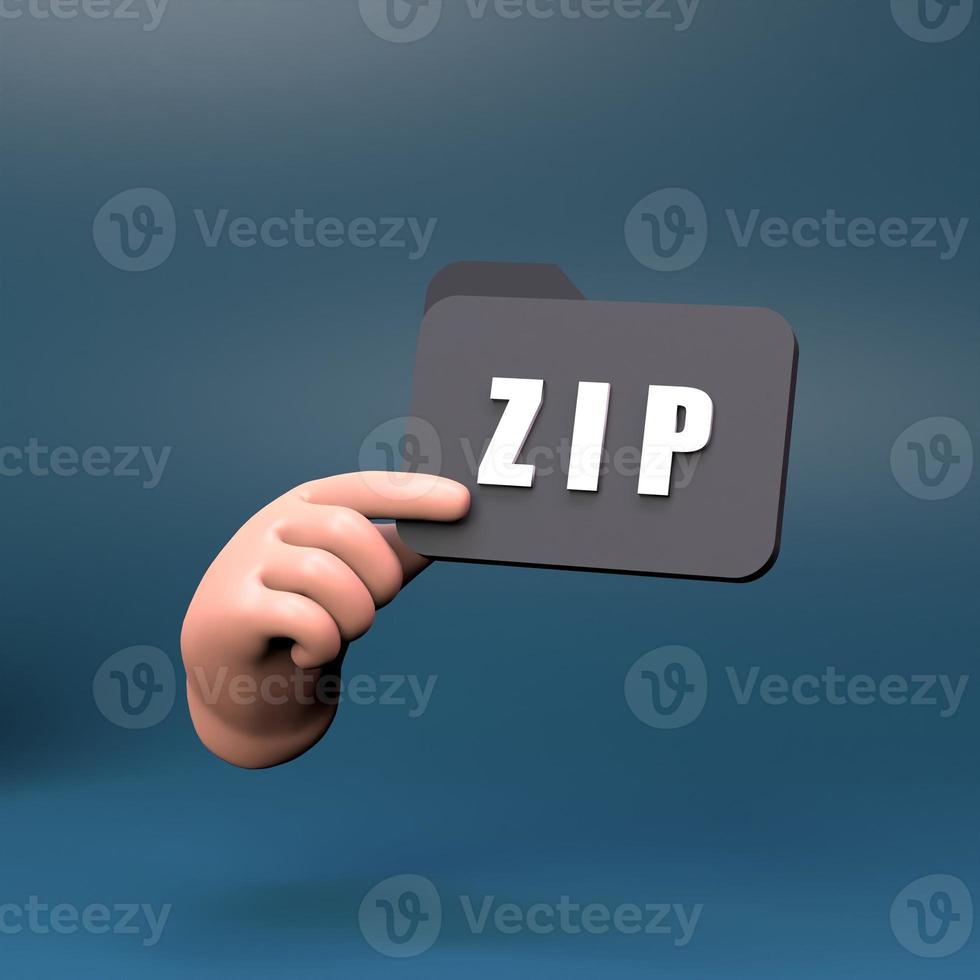 Zip archive icon. 3d render illustration. photo