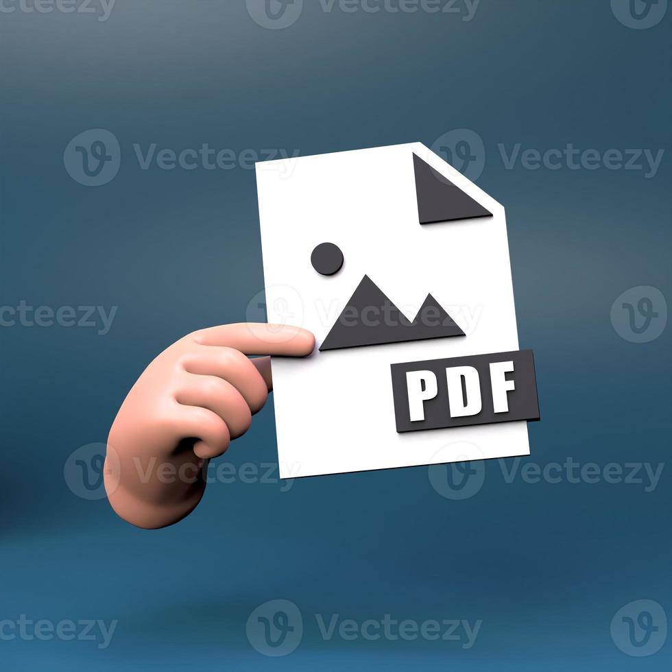 PDF file icon. 3d render illustration. photo