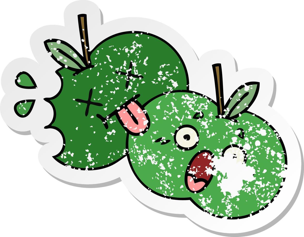 distressed sticker of a cute cartoon apples vector