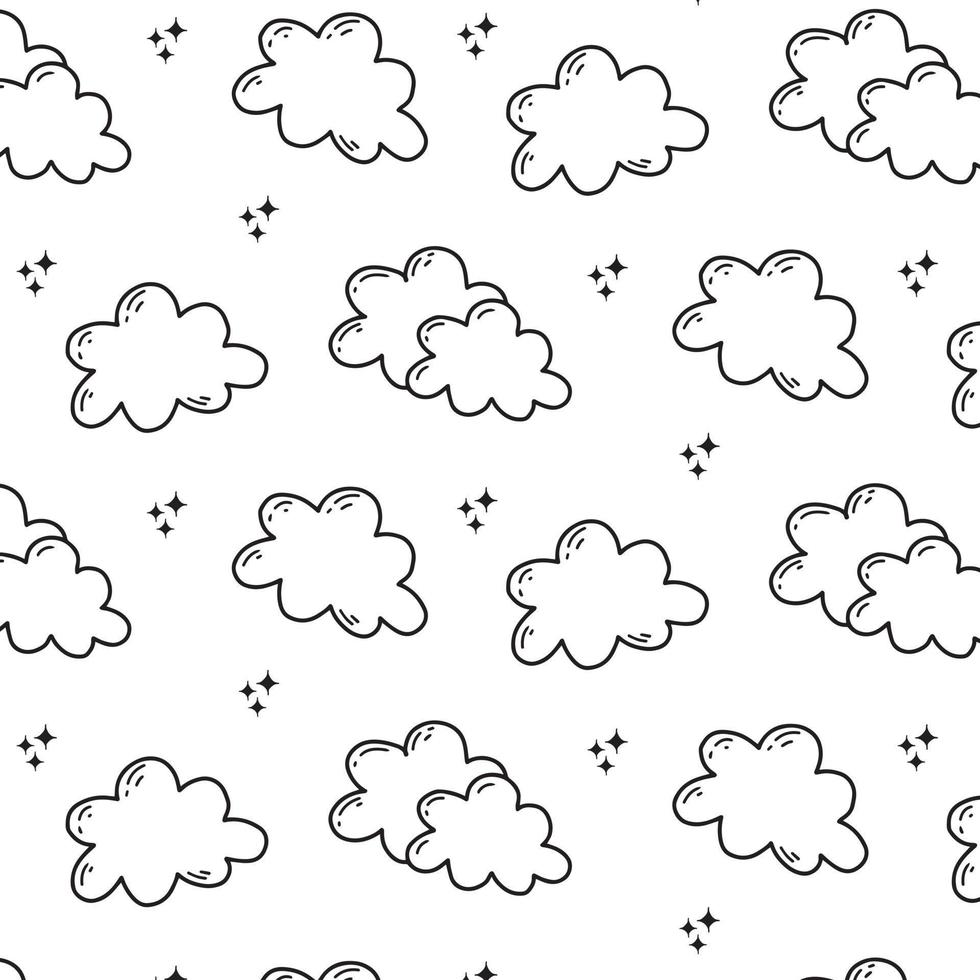 patrón sin costuras con nubes. estilo garabato. ilustración vectorial estampado en telas infantiles. vector