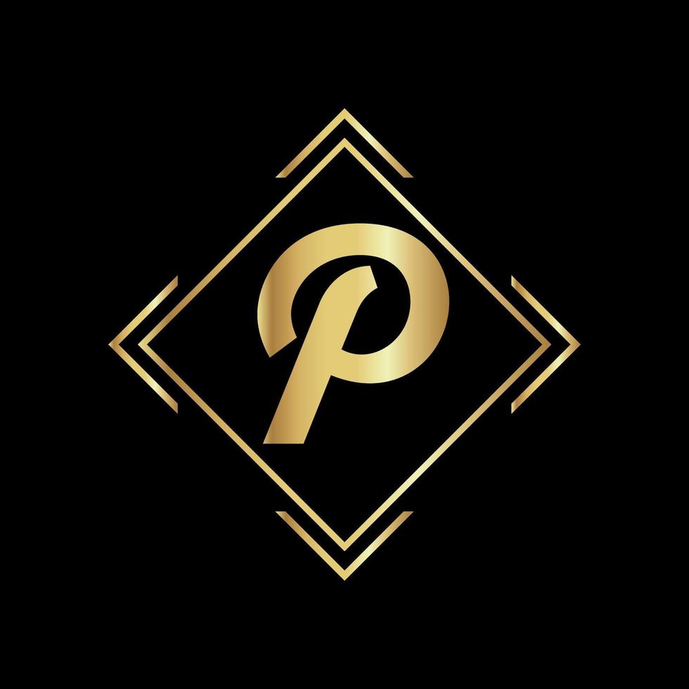 diseño de logotipo de letra p para empresa de moda y belleza y spa. icono de vector de letra p. p logo dorado