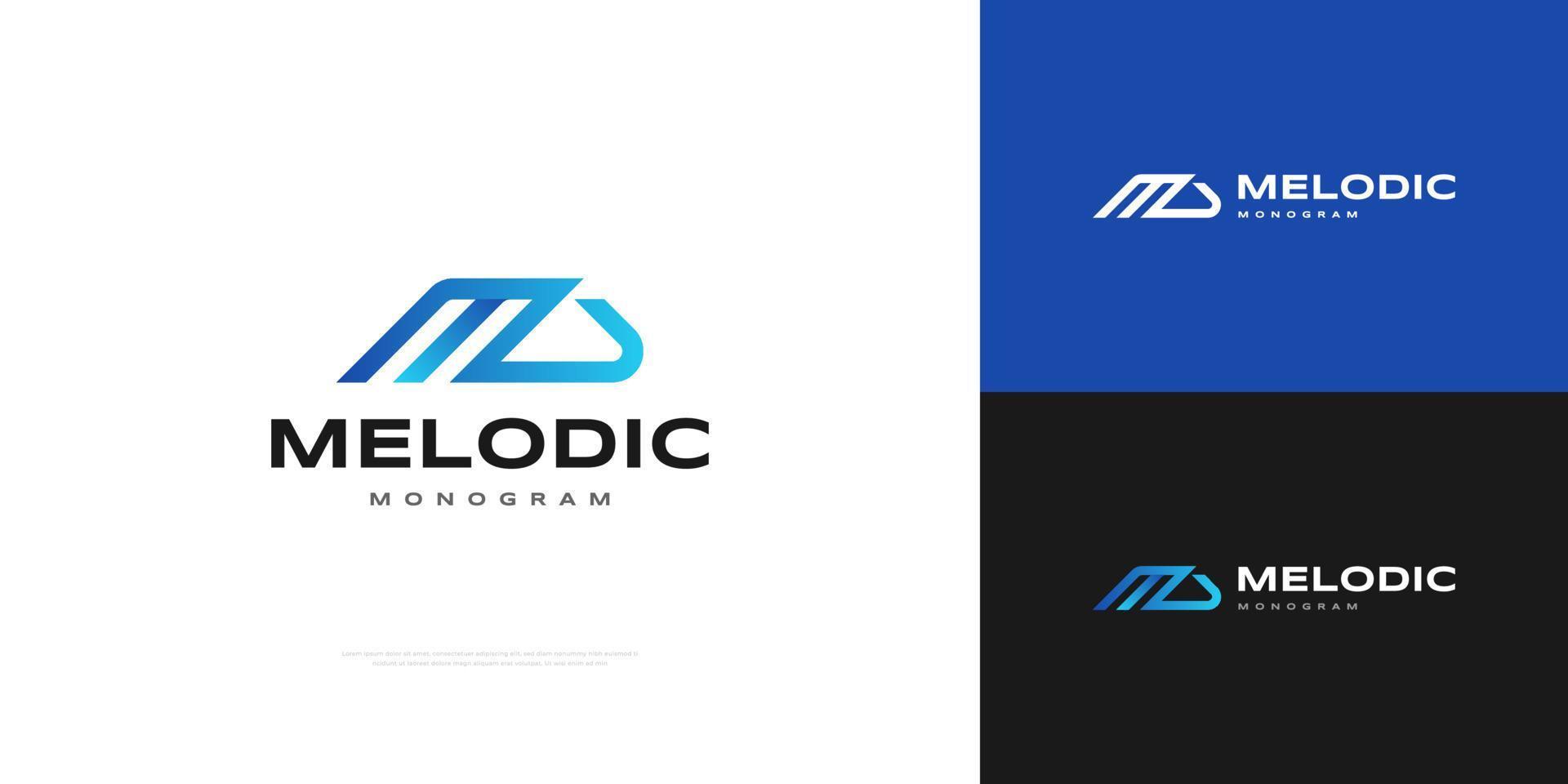 diseño abstracto del logotipo de la letra inicial m y d en un estilo azul moderno. diseño de logotipo de monograma md para logotipo de empresa y tecnología vector