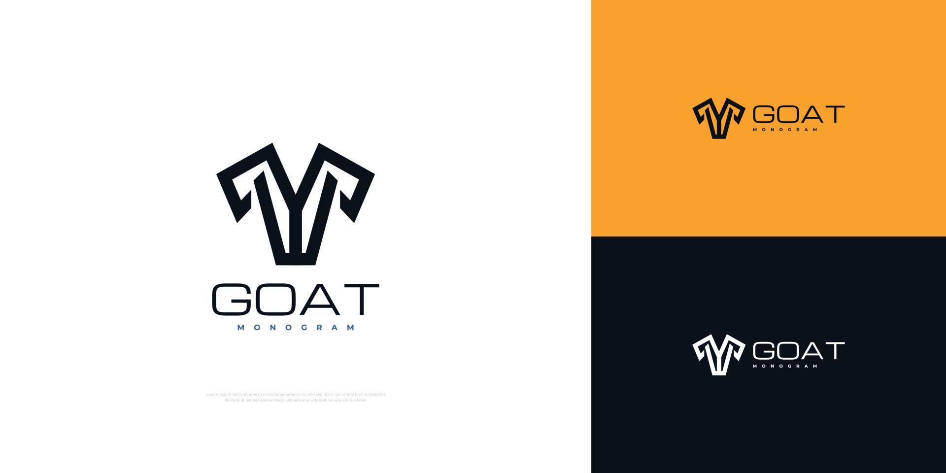 Abstract Goat Logo with Initials YV or YU. VY or UY Monogram Logo vector