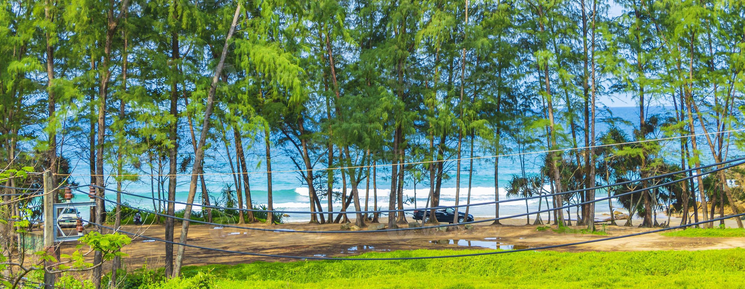 Nai Thon Naithon Beach view behind trees Phuket Thailand. photo