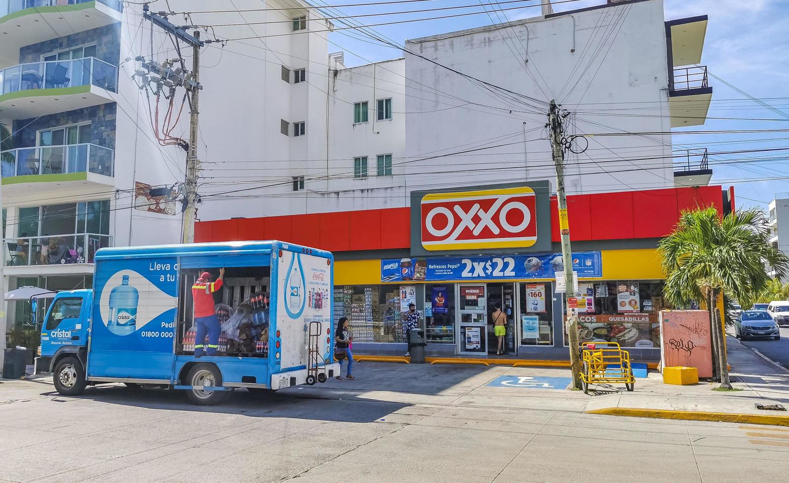 Playa del Carmen Quintana Roo Mexico 2021 Typical street road and cityscape of Playa del Carmen Mexico. photo