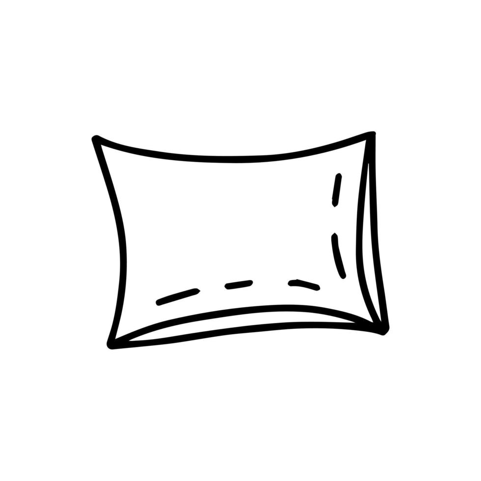 Doodle hand drawn pillow illustration. Vector sleeping  feather pillow doodle illustration