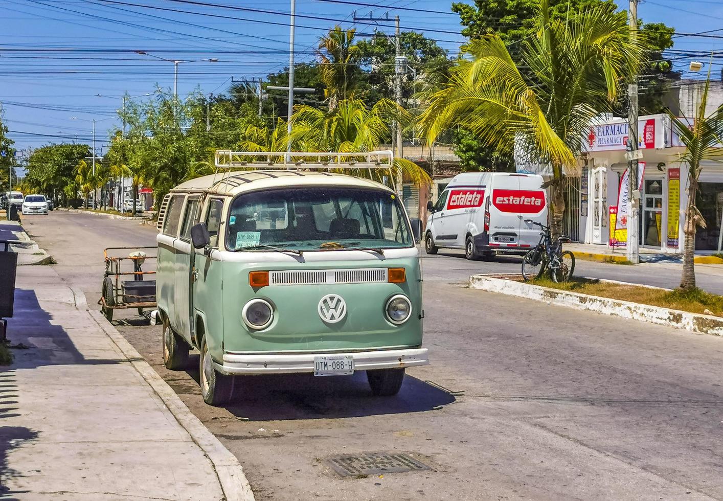 Playa del Carmen Quintana Roo Mexico 2022 Typical street road and cityscape of Playa del Carmen Mexico. photo