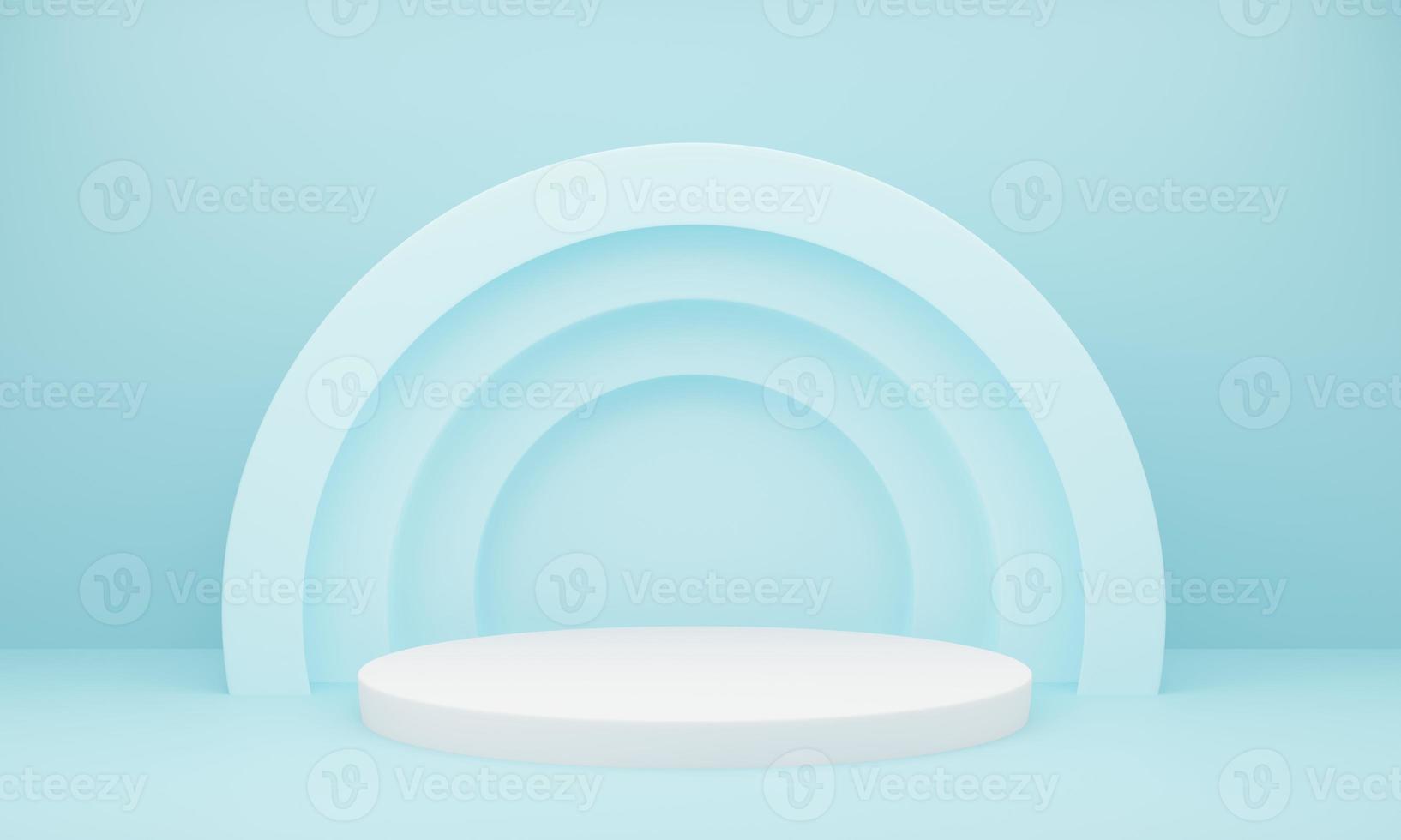 escena del podio de la exhibición del producto del fondo 3d. producto de podio de círculo azul, pantalla de producto azul, soporte de producto azul sobre fondo azul. foto