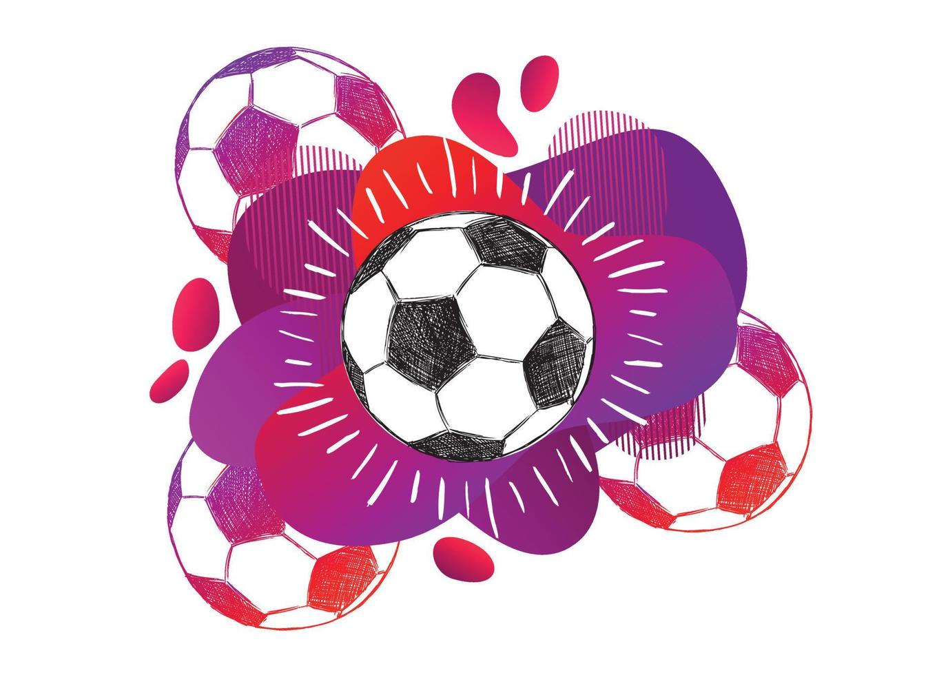 Hand drawn football, soccer ball sketch. Fluid abstract background. Banners with flowing liquid shapes. Vector