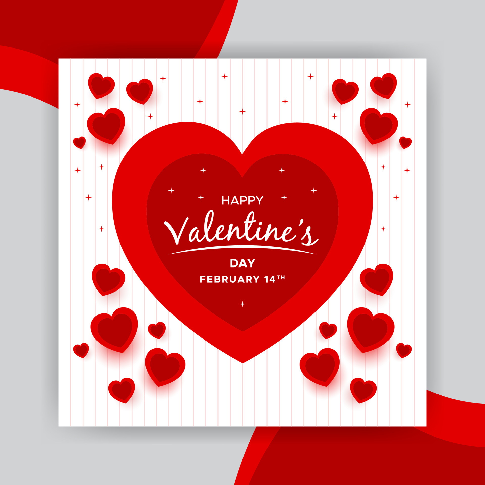 Happy valentine s day red heart instagram post template and