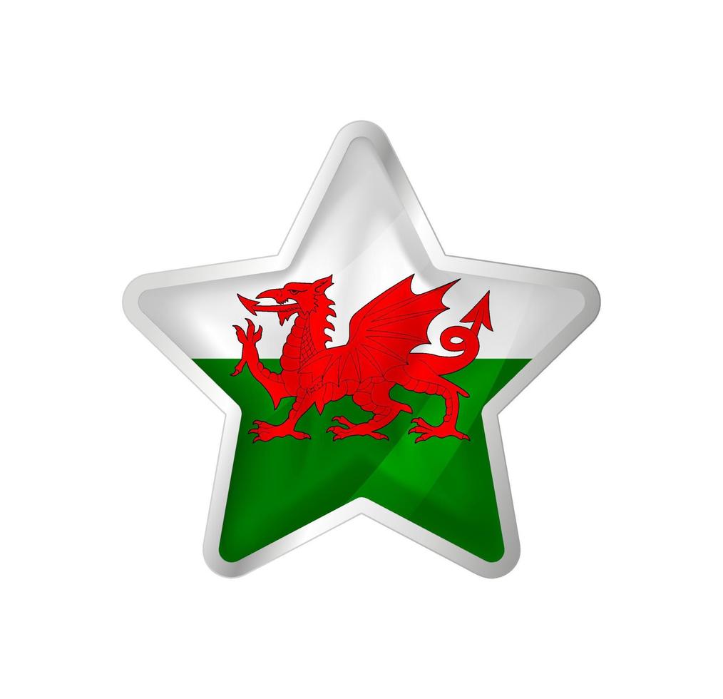 Wales flag in star. Button star and flag template. Easy editing and vector in groups. National flag vector illustration on white background.