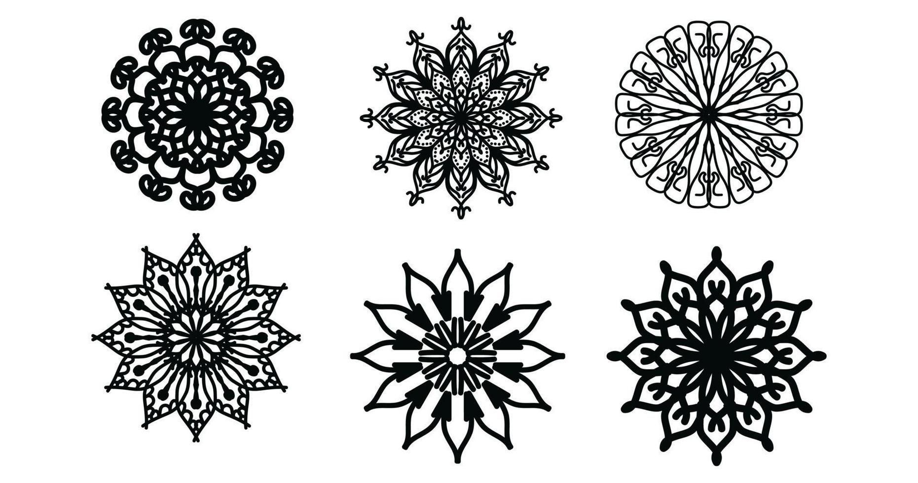 establecer mandala, mandalas. elementos decorativos antiguos. patrón oriental, ilustración vectorial. islam, árabe, indio, turco, pakistán, chino, motivos otomanos vector