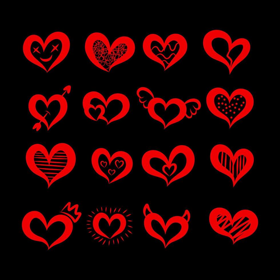 Heart Doodle Hand Drawn Icon Collection vector