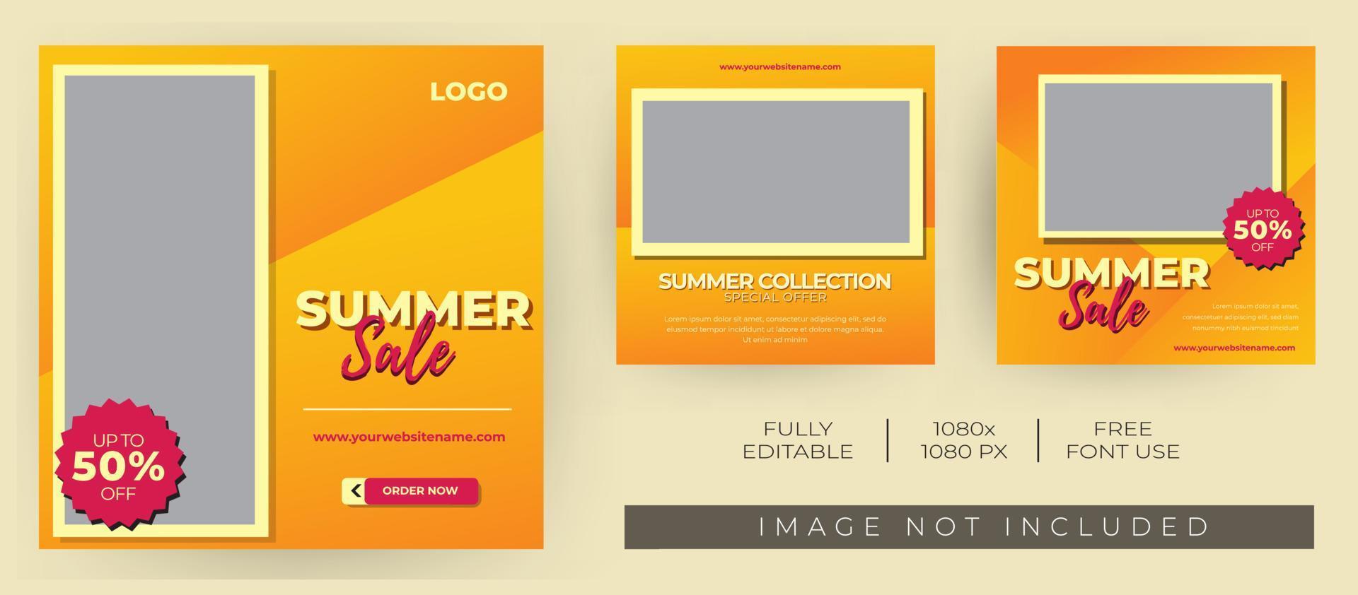 Summer sale template for Social media post. Modern and Unique colour vector