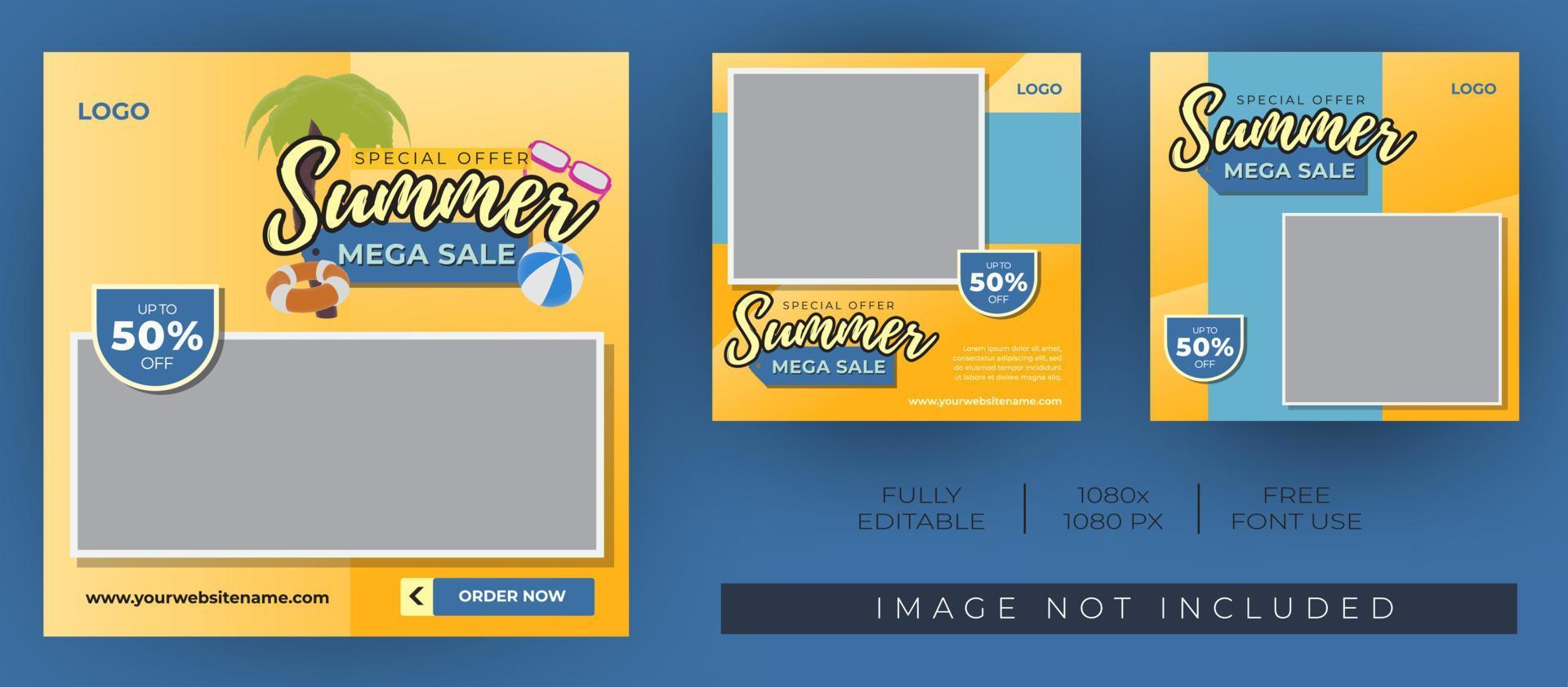 Summer sale template for Social media post. Modern and Unique colour. for online promotional and marketing campaign. - Vector Template