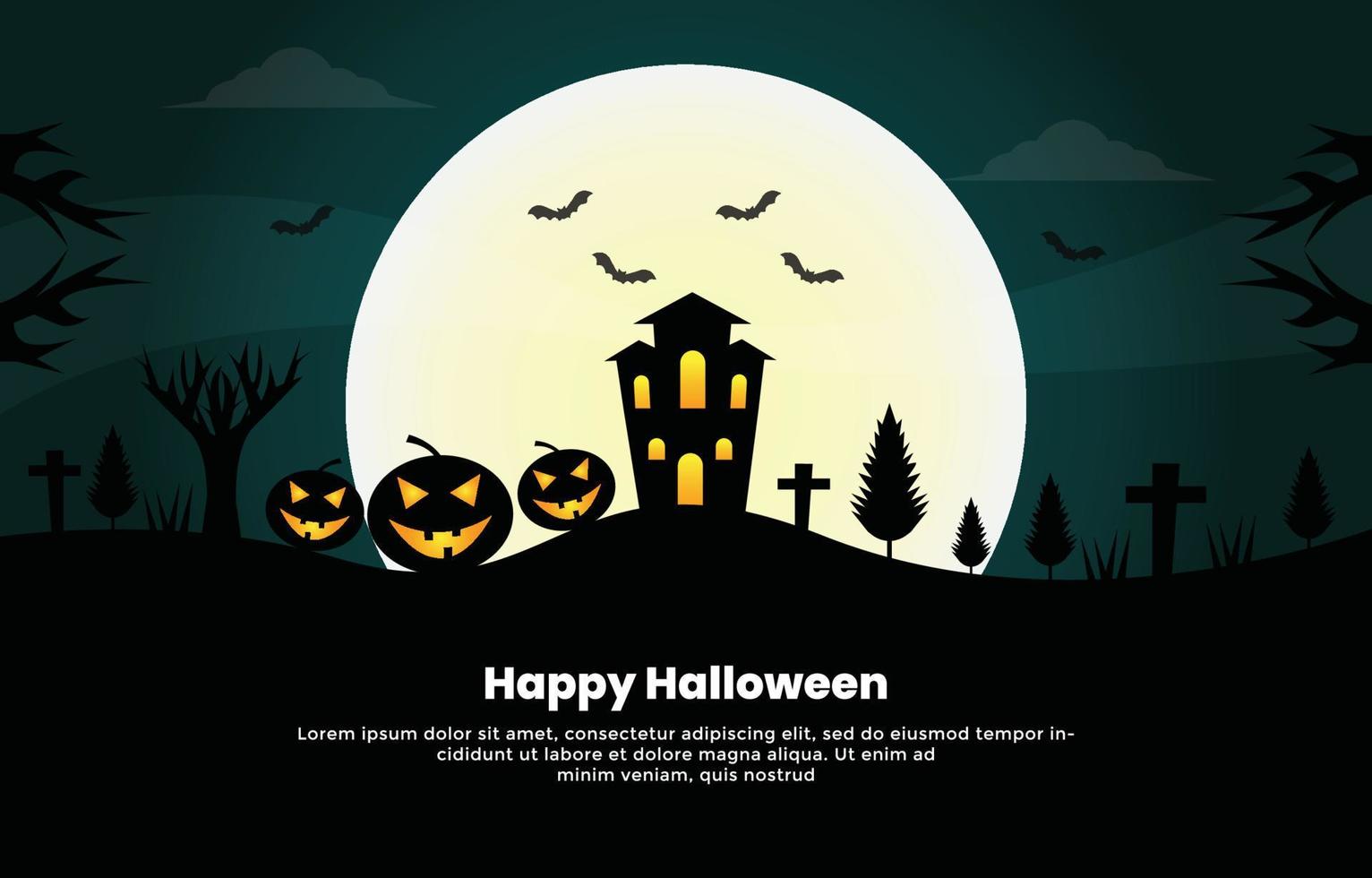 ilustración de halloween con diseño de fondo de vector de calabazas