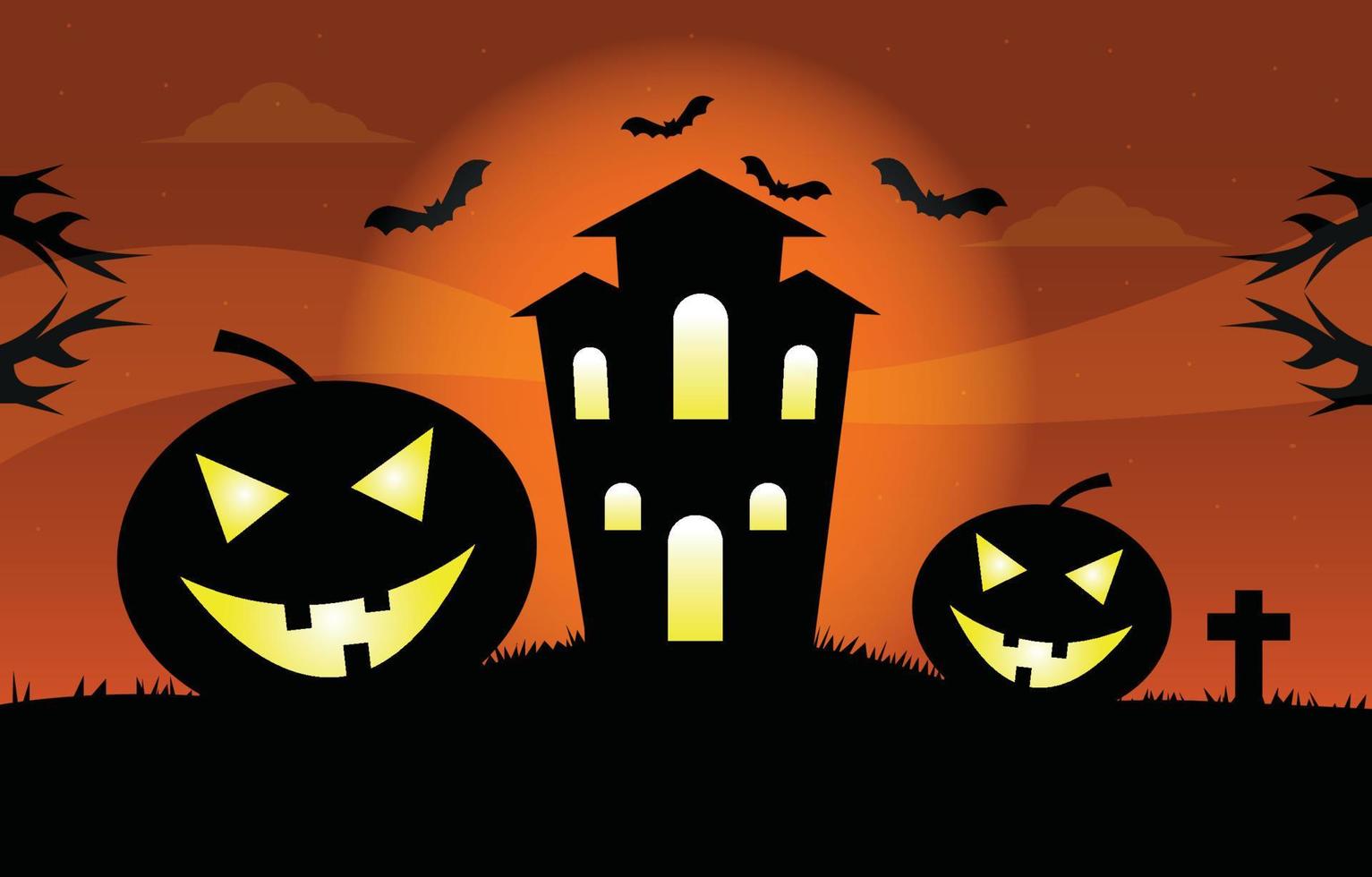 Halloween illustration with pumpkins vector background design