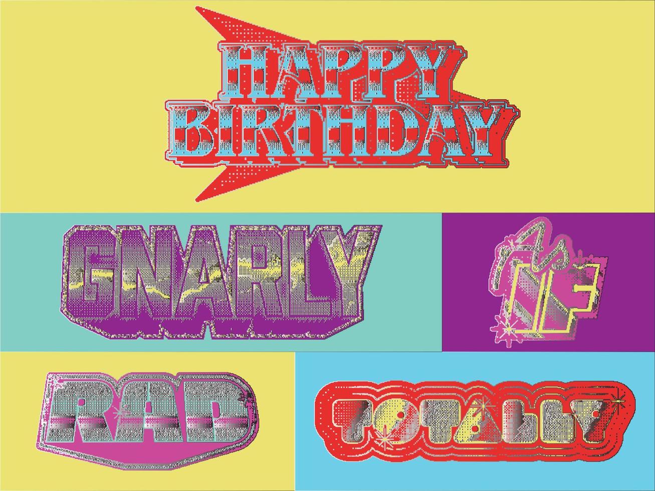 gráficos de cumpleaños retro vector