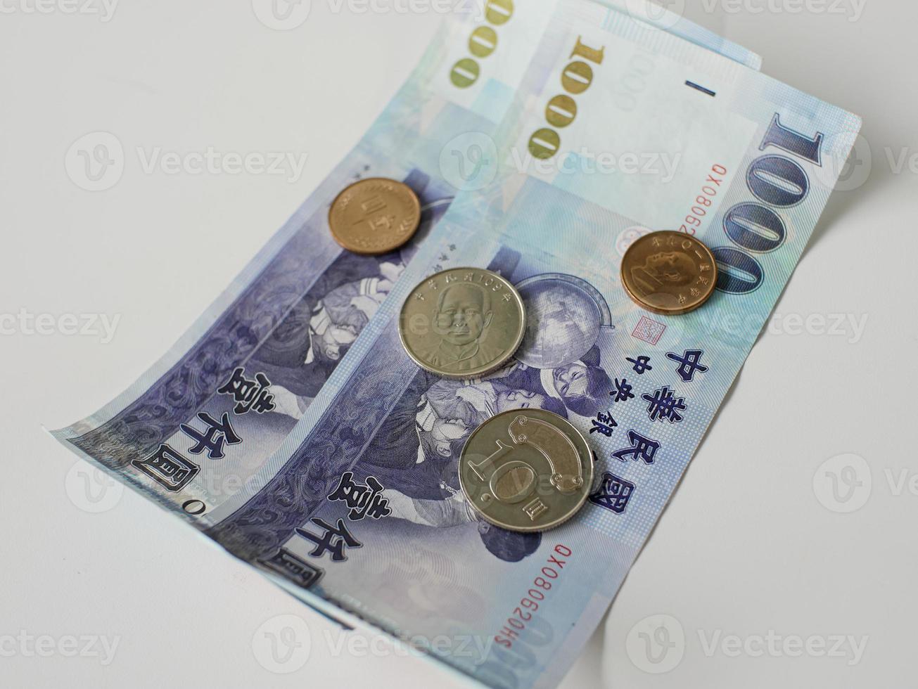 Taiwan banknotes and coins, 1000 Taiwan dollars. photo