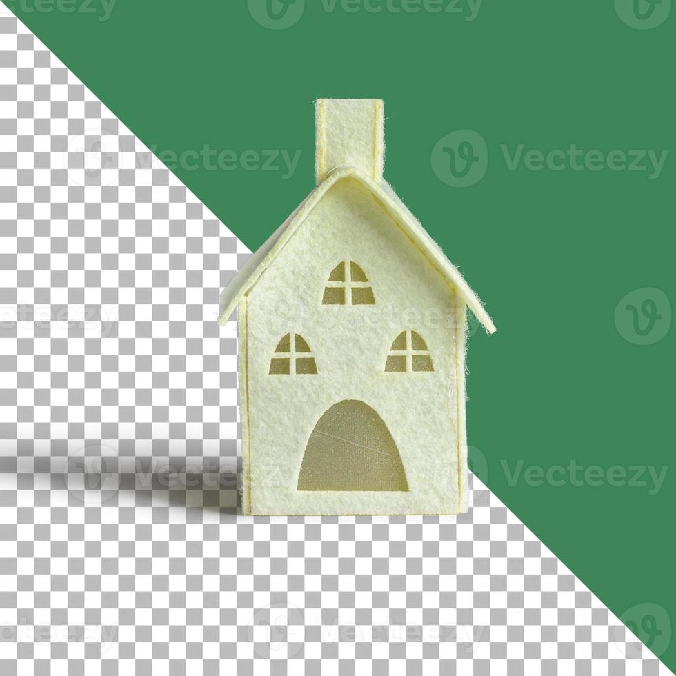 An unique mini house for christmas tree decoration isolated photo