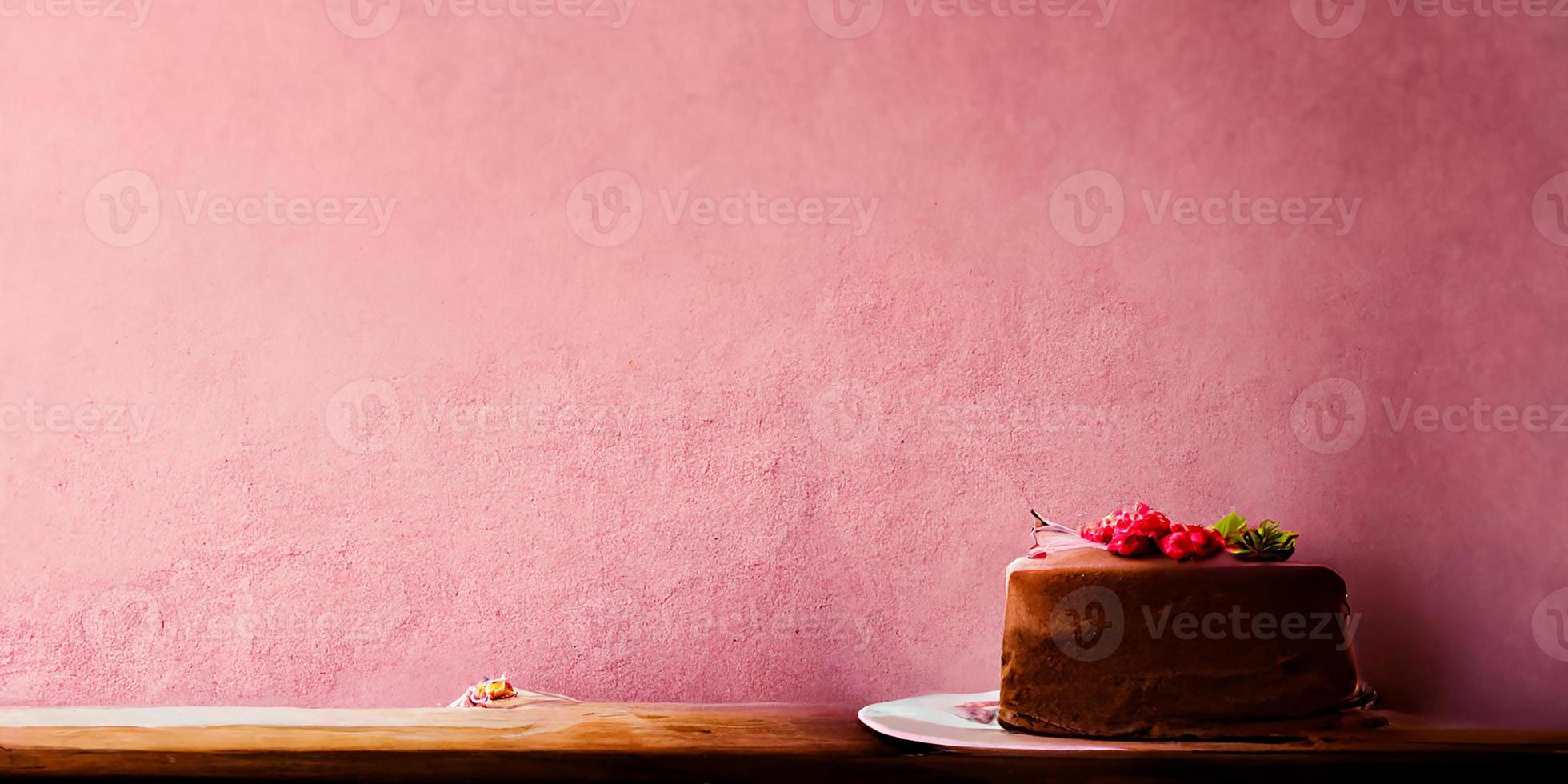 Pink background with cake photo