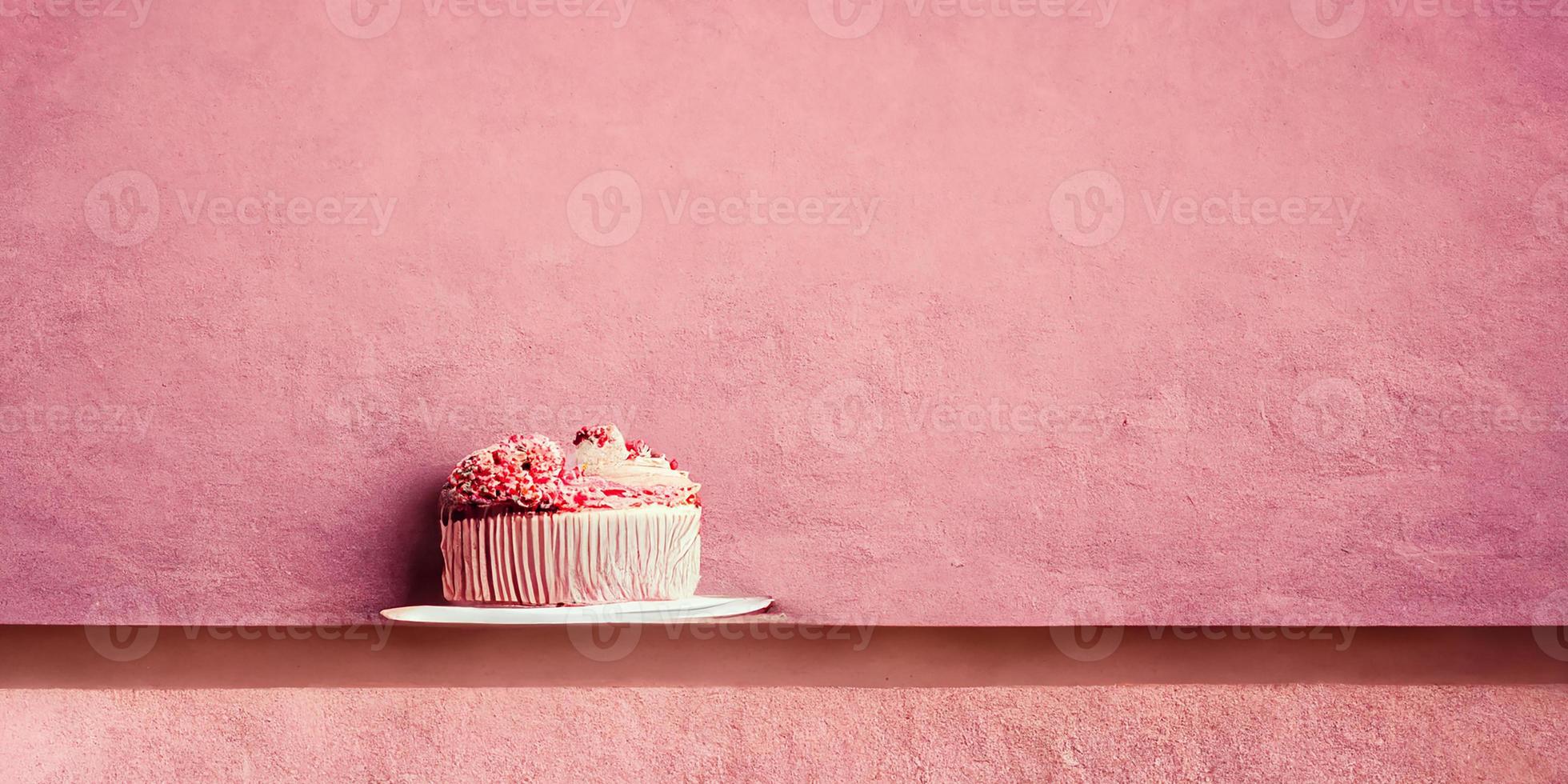 Pink background with cake photo