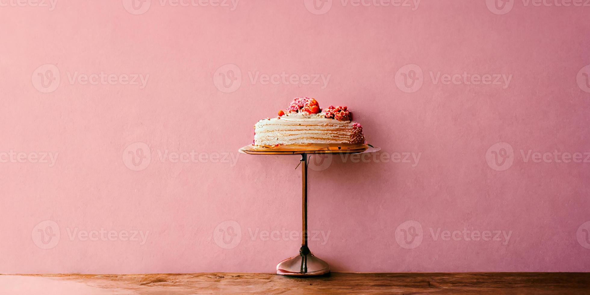 Pink background with cake photo